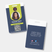 Minimalistischer Geschäftsmitarbeiter QR B Ausweis (Vorder- & Rückseite)