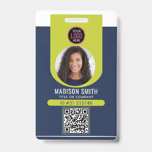 Minimalistischer Geschäftsmitarbeiter QR B Ausweis (Vorderseite)