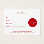 Minimalistischer Geschenkgutschein (Rückseite)