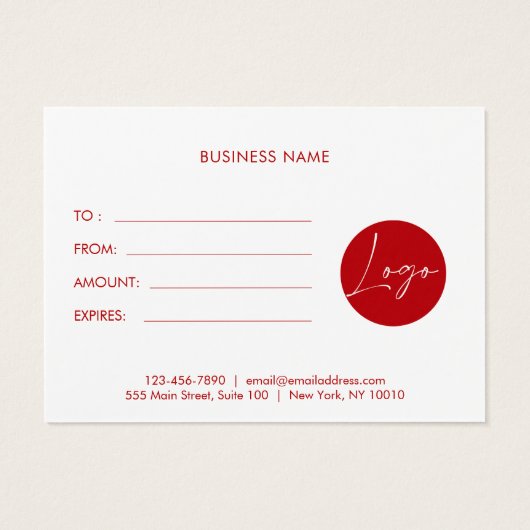 Minimalistischer Geschenkgutschein (Rückseite)