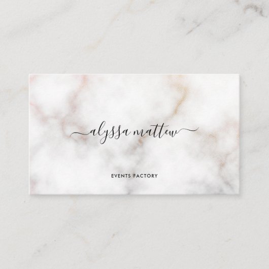 Minimalistischer Glitzer Marble Luxury Signature S Visitenkarte (Vorderseite)