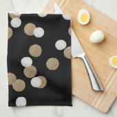 Minimalistischer Glitzer, schwarzer Champagnergold Geschirrtuch (Viertel Falte)