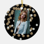 Minimalistischer Glitzer, schwarzer Champagnergold Keramik Ornament (Vorne)