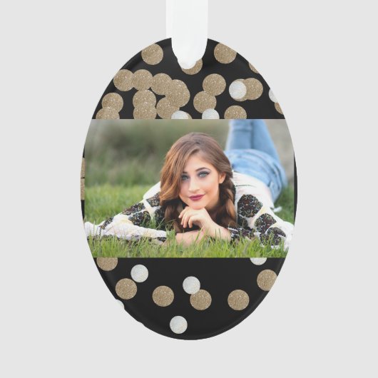 Minimalistischer Glitzer, schwarzer Champagnergold Ornament (Vorderseite)