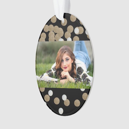 Minimalistischer Glitzer, schwarzer Champagnergold Ornament (Vorderseite)