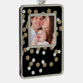 Minimalistischer Glitzer, schwarzer Champagnergold Rahmen-Ornament Silber (Rechts)