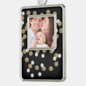 Minimalistischer Glitzer, schwarzer Champagnergold Rahmen-Ornament Silber (Links)