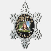 Minimalistischer Glitzer, schwarzer Champagnergold Schneeflocken Zinn-Ornament (Rechts)