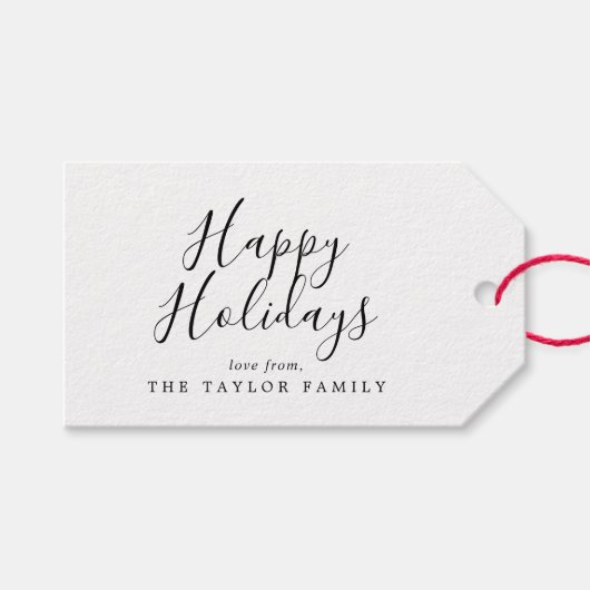 Minimalistischer glücklicher Familienurlaub Geschenkanhänger (Vorderseite (Horizontal))