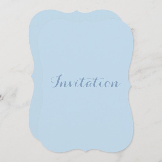 Minimalistischer, gmädchiger Strand pastellblau Einladung (Vorne/Hinten)