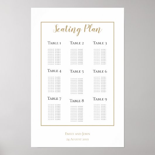 Minimalistischer Gold-Border-Design-Plan Poster (Vorne)