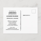 Minimalistischer Gold Grad Cap Stilvoller Script-A Ankündigungspostkarte (Rückseite)