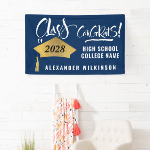 Minimalistischer Gold Grad Cap Stilvoller Script-A Banner