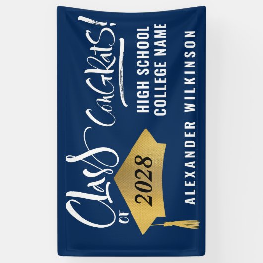 Minimalistischer Gold Grad Cap Stilvoller Script-A Banner (Vertikal)