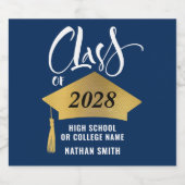 Minimalistischer Gold Grad Cap Stilvoller Script-A Bierflaschenetikett (Einzelnes Label)