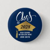 Minimalistischer Gold Grad Cap Stilvoller Script-A Button (Vorderseite)
