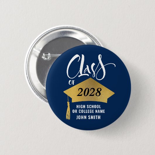 Minimalistischer Gold Grad Cap Stilvoller Script-A Button (Vorne & Hinten)