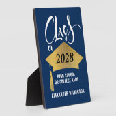 Minimalistischer Gold Grad Cap Stilvoller Script-A Fotoplatte (Seite)