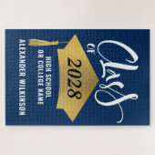 Minimalistischer Gold Grad Cap Stilvoller Script-A Puzzle (Horizontal)