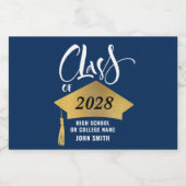 Minimalistischer Gold Grad Cap Stilvoller Script-A Schaumweinetikett (Einzelnes Label)