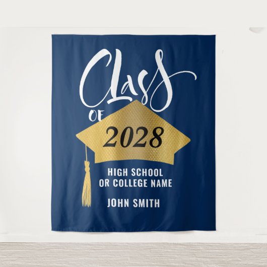 Minimalistischer Gold Grad Cap Stilvoller Script-A Wandteppich (Vorderseite)