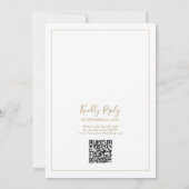 Minimalistischer Gold QR Code in einer Hochzeit Einladung (Rückseite)