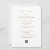 Minimalistischer Gold QR Code Moderne Hochzeit Einladung (Rückseite)