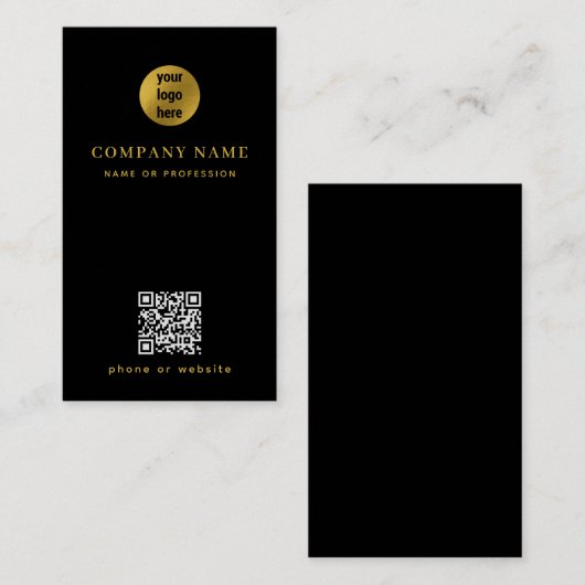 Minimalistischer Gold QR Code Visitenkarte (Vorne/Hinten)