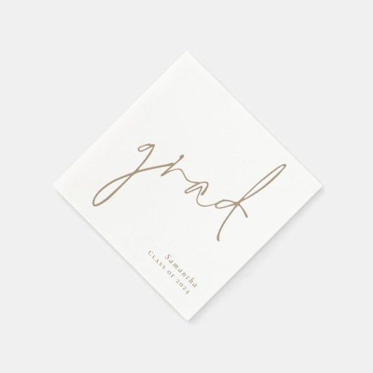 Minimalistischer Gold-Script-Name Jahr Abschluss Serviette (Ecke)