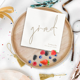 Minimalistischer Gold-Script-Name Jahr Abschluss Serviette