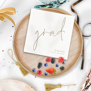 Minimalistischer Gold-Script-Name Jahr Abschluss Serviette