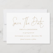 Minimalistischer Gold Script QR Code Save The Date (Vorderseite)
