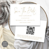 Minimalistischer Gold Script QR Code Save The Date