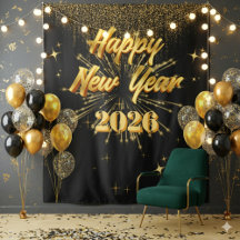 Minimalistischer Gold- und Schwarz-Neujahrs-Hinter