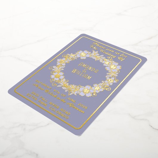 Minimalistischer Goldblumenschaden auf dem Mute Bl Folieneinladung (Gedreht)