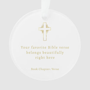 Minimalistischer goldener Bibelvers Kreuz Ornament