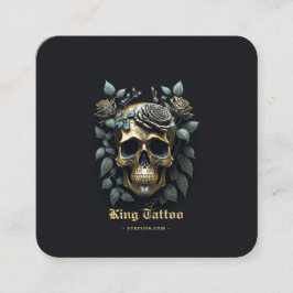 Minimalistischer Goldener Blumenkopf Tattoo Artist Quadratische Visitenkarte