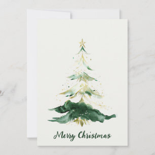 Minimalistischer goldfarbener und grüner Weihnacht Feiertagskarte