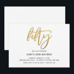 Minimalistischer Goldfilm 50. Geburtstag Einladung<br><div class="desc">Diese minimalistische 50. Geburtstagsfeier lädt mit einem auffälligen Text aus Goldfolie "50" zum Verweilen ein. Bitte beachten Sie, dass die Goldfolie nur eine Textur ist, keine echte Folie. Für eine erweiterte Anpassung dieses Designs, z.B. das Ändern des Layouts, des Schriftartes oder der Textgröße, klicken Sie bitte auf den obigen Button...</div>