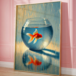 Minimalistischer Goldfischglas-Wandkunst-Druck Poster
