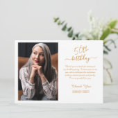 Minimalistischer GoldGeburtstag Dankeschön-Karte Einladung (Stehend Vorderseite)