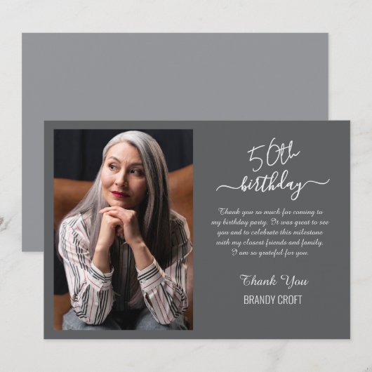 Minimalistischer GoldGeburtstag Dankeschön-Karte Einladung (Vorne/Hinten)