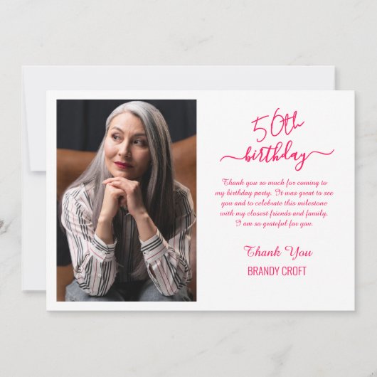 Minimalistischer GoldGeburtstag Dankeschön-Karte Einladung (Vorderseite)