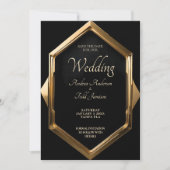 Minimalistischer Goldrahmen mit schwarzem Hintergr Save The Date (Vorderseite)