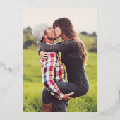 Minimalistischer Goldstreifen | Burgund Foto Back Folieneinladung (Rückseite)