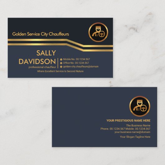 Minimalistischer Goldstreifen-Chauffeur Visitenkarte (Vorne/Hinten)