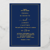 Minimalistischer Goldstreifen | Schwarze Lässige H Folieneinladung (Vorderseite)