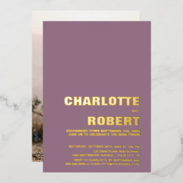 Minimalistischer Goldtext-Dusty-Rose Hochzeitsempf Folieneinladung