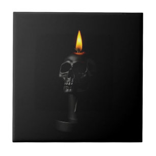 Minimalistischer gotischer Halloween-Kerzen-Kerami Fliese