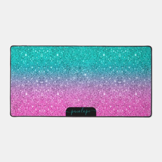 Minimalistischer Gradient des grünen und rosa Glit Schreibtischunterlage (Vorderseite)